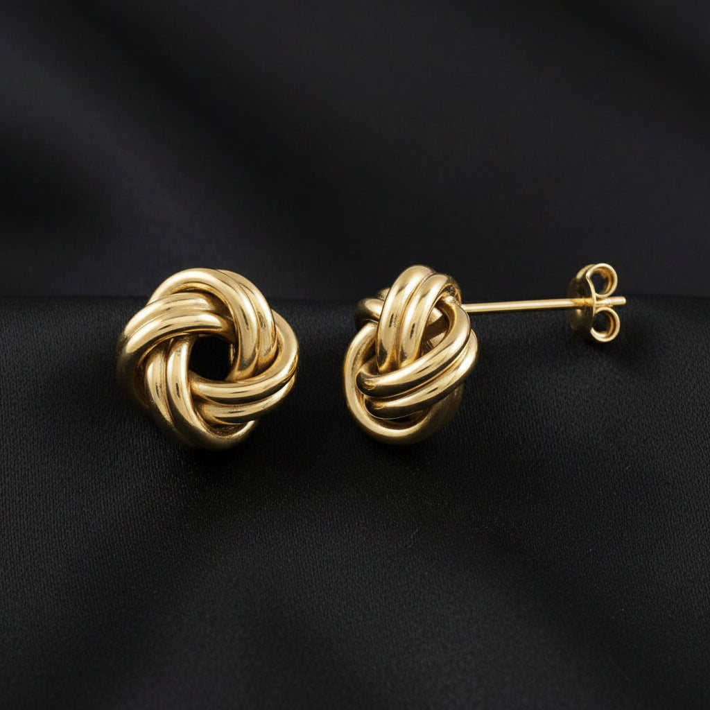 14K Yellow Knot Earrings