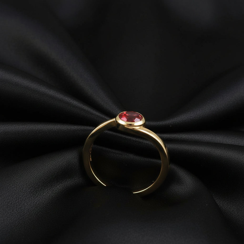 14K Yellow Natural Mozambique Garnet Cabochon Ring
