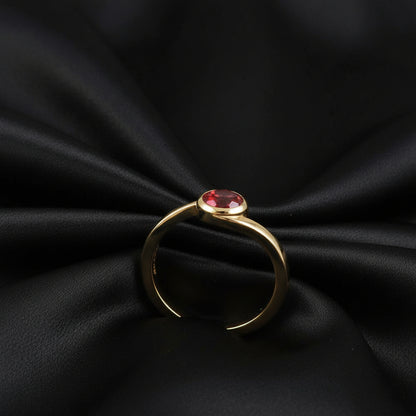 14K Yellow Natural Mozambique Garnet Cabochon Ring