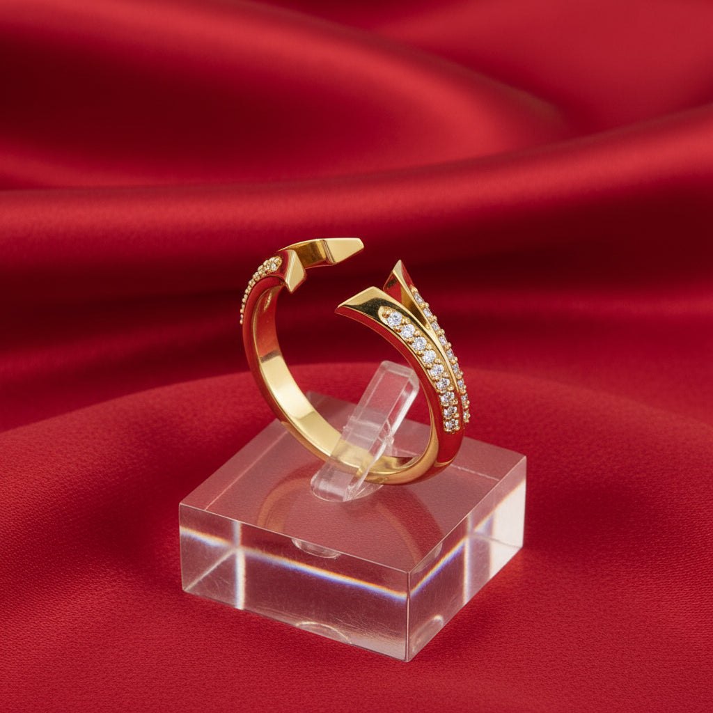 14K Yellow Diamond Split Open Shank