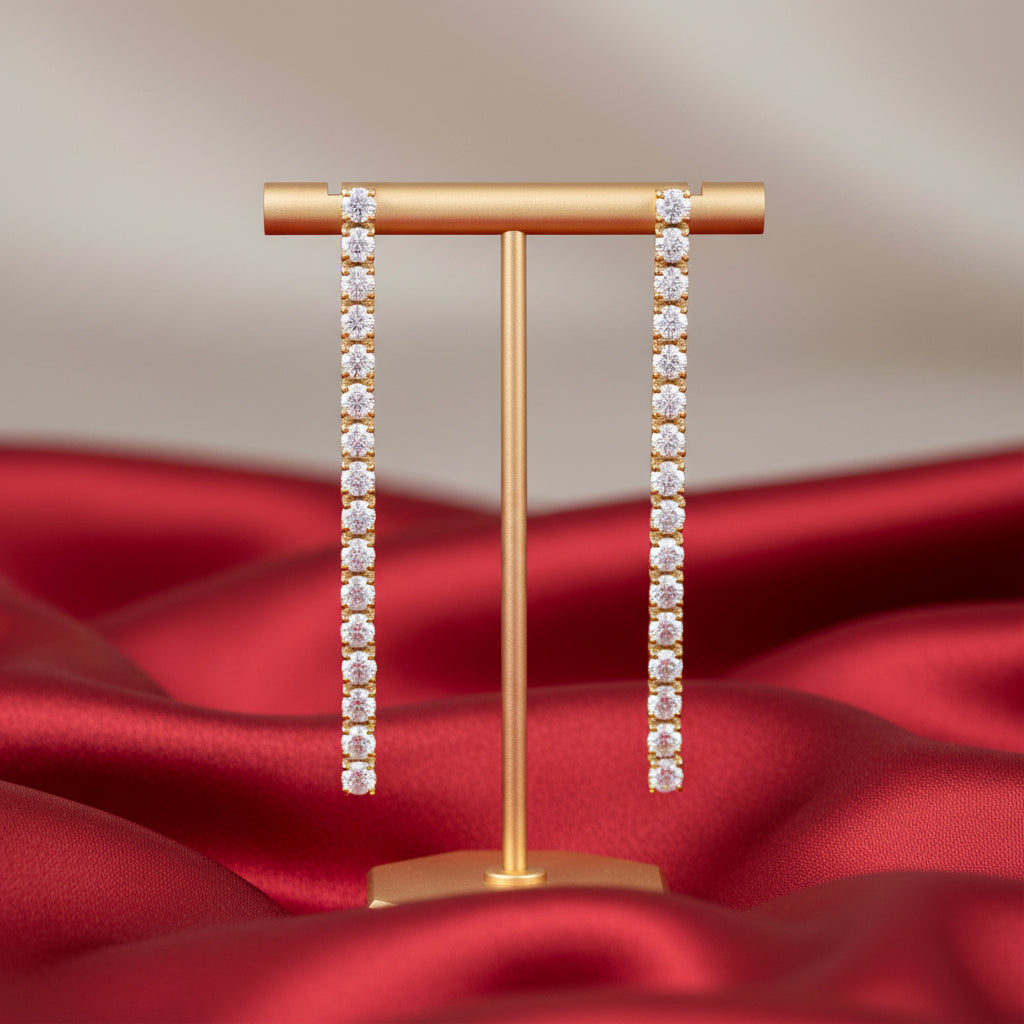 14K Yellow  Diamond Drop Earrings