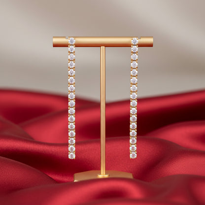 14K Yellow  Diamond Drop Earrings