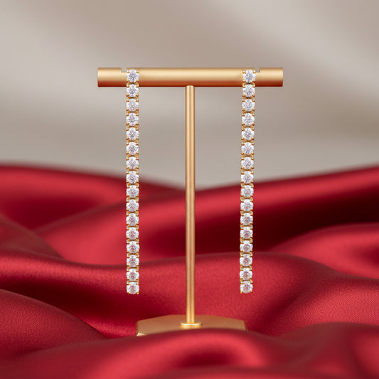 14K Yellow  Diamond Drop Earrings