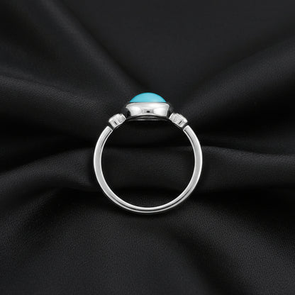 14K White  Turquoise Cabochon Ring