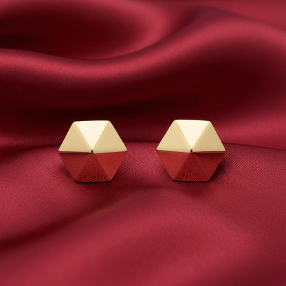 14K Yellow Hexagon Earrings