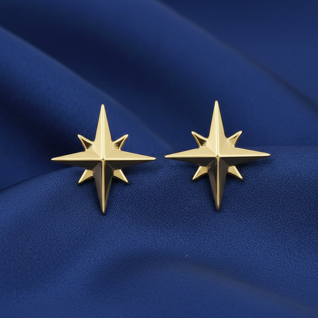 14K Yellow Star Earrings