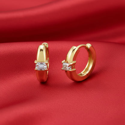14K Yellow  Diamond Hoop Earrings