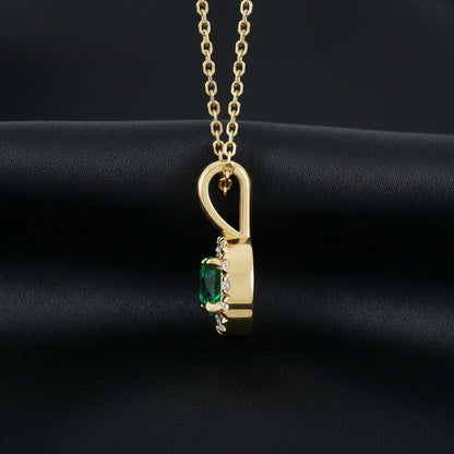 14K Yellow  Emerald & Diamond 16-18" Necklace