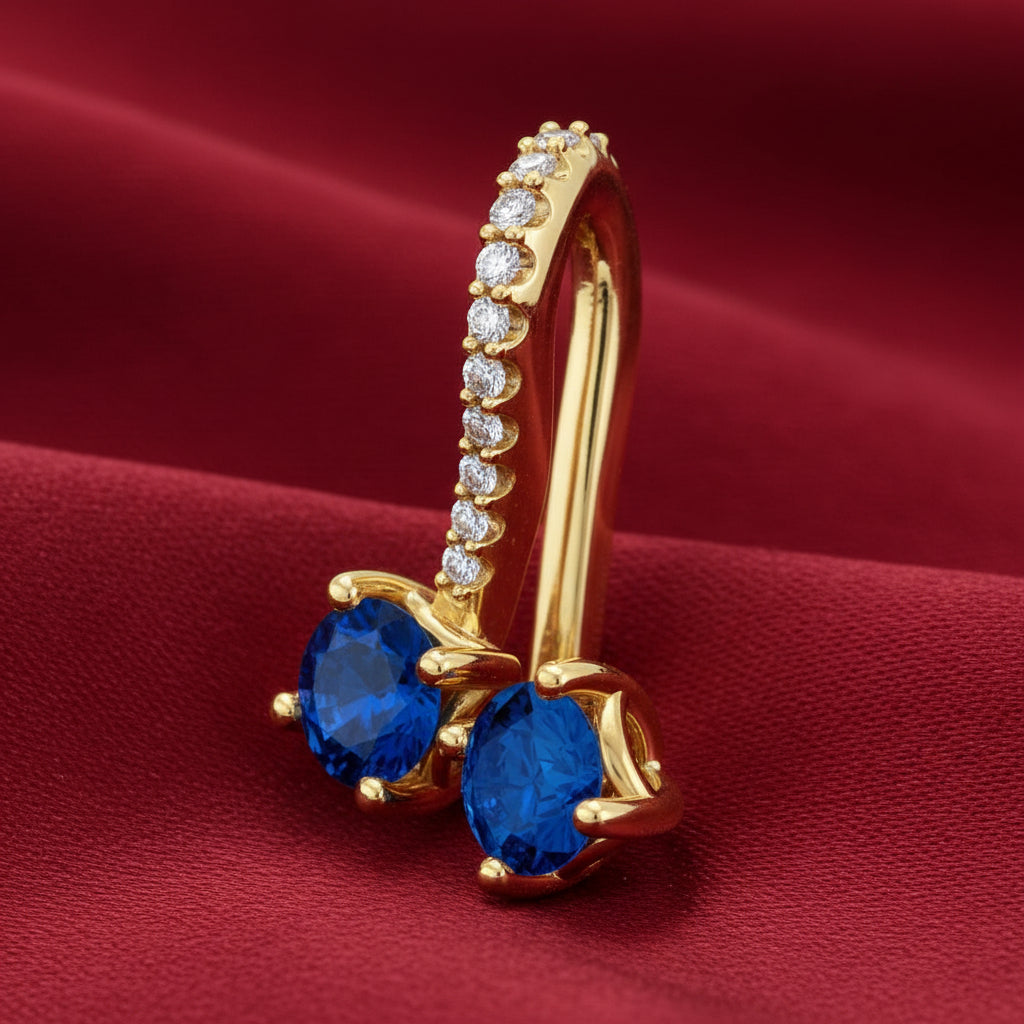 14K Yellow  Blue Sapphire & Diamond Pendant
