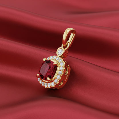 14K Yellow  Ruby & Natural Diamond Pendant