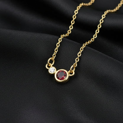 14K Yellow  Mozambique Garnet & Diamond 18" Necklace