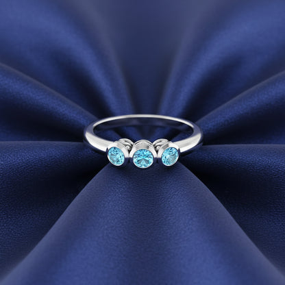 14K White  Aquamarine Three-Stone Ring