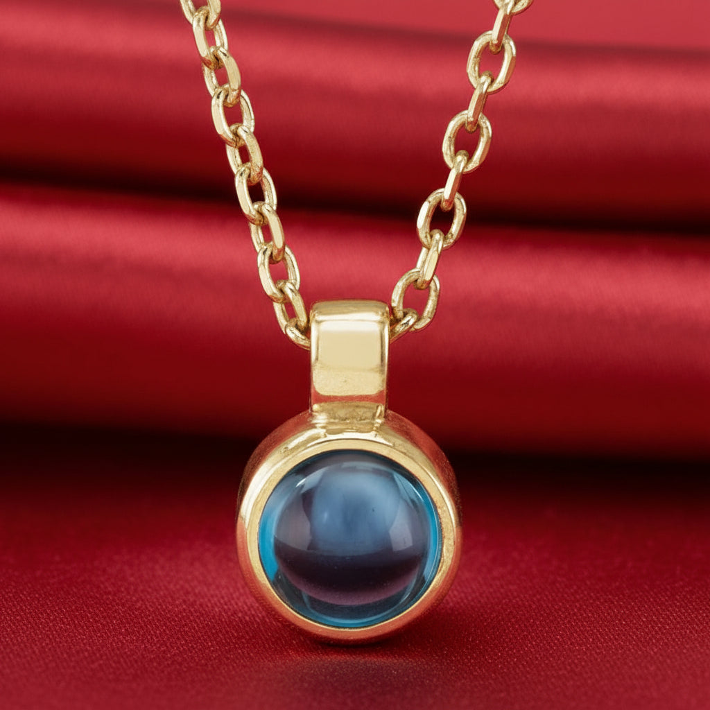 14K Yellow  London Blue Topaz Bezel-Set 16-18" Necklace