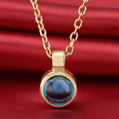 14K Yellow  London Blue Topaz Bezel-Set 16-18" Necklace