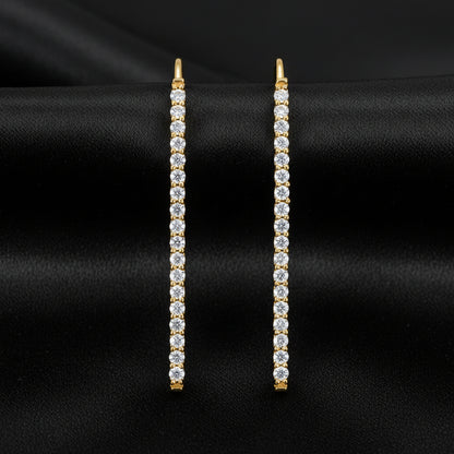 14K Yellow  Natural Diamond Bar Earrings