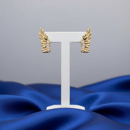 14K Yellow Diamond Angel Wing Earrings