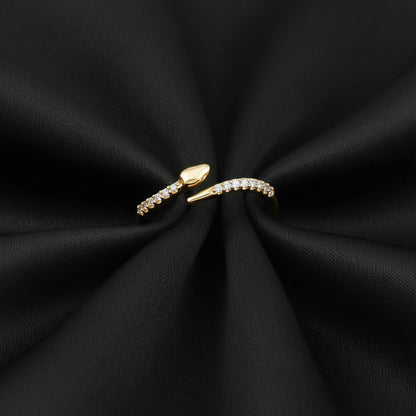14K Yellow Diamond Snake Bypass Ring