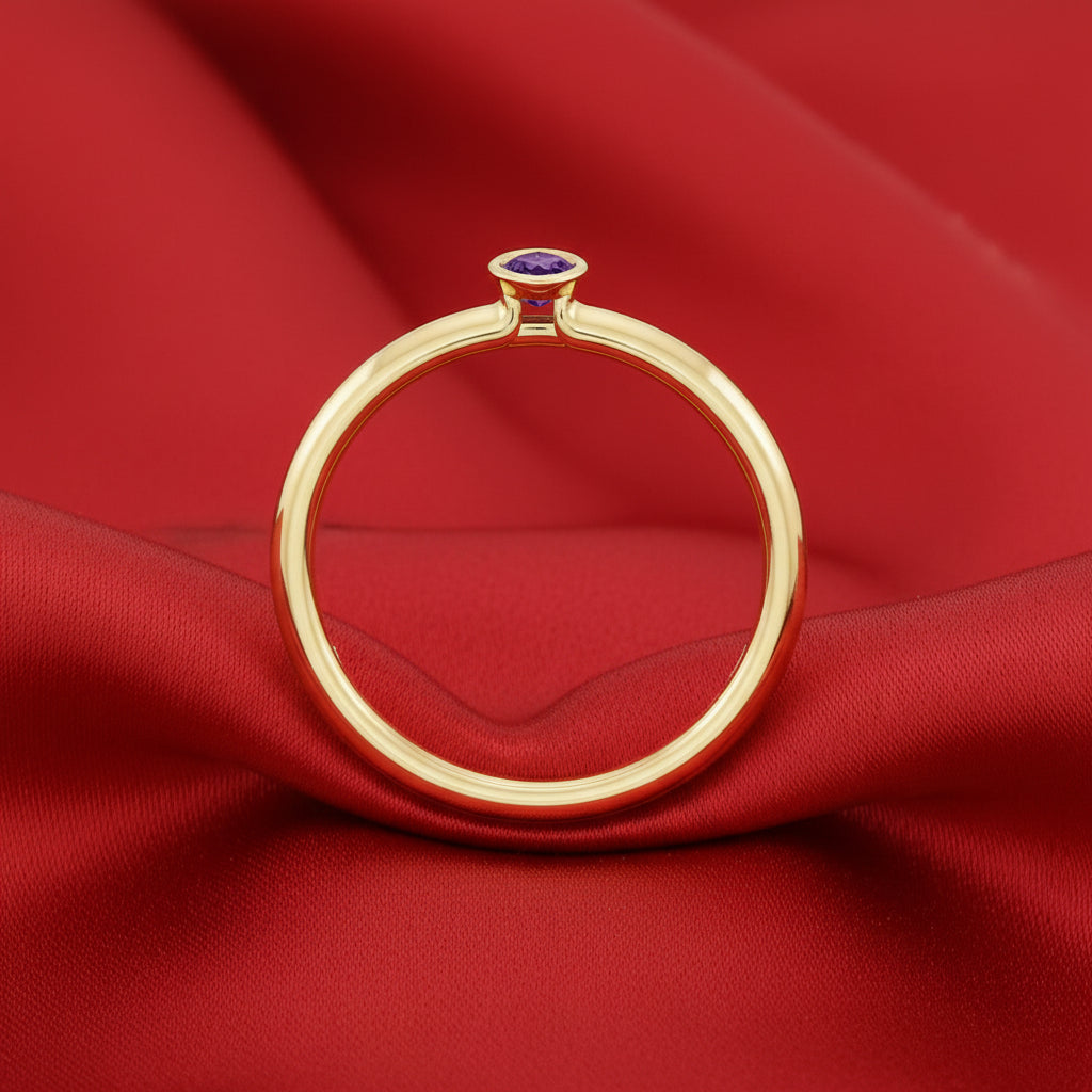 14K Yellow  Amethyst Stackable Ring