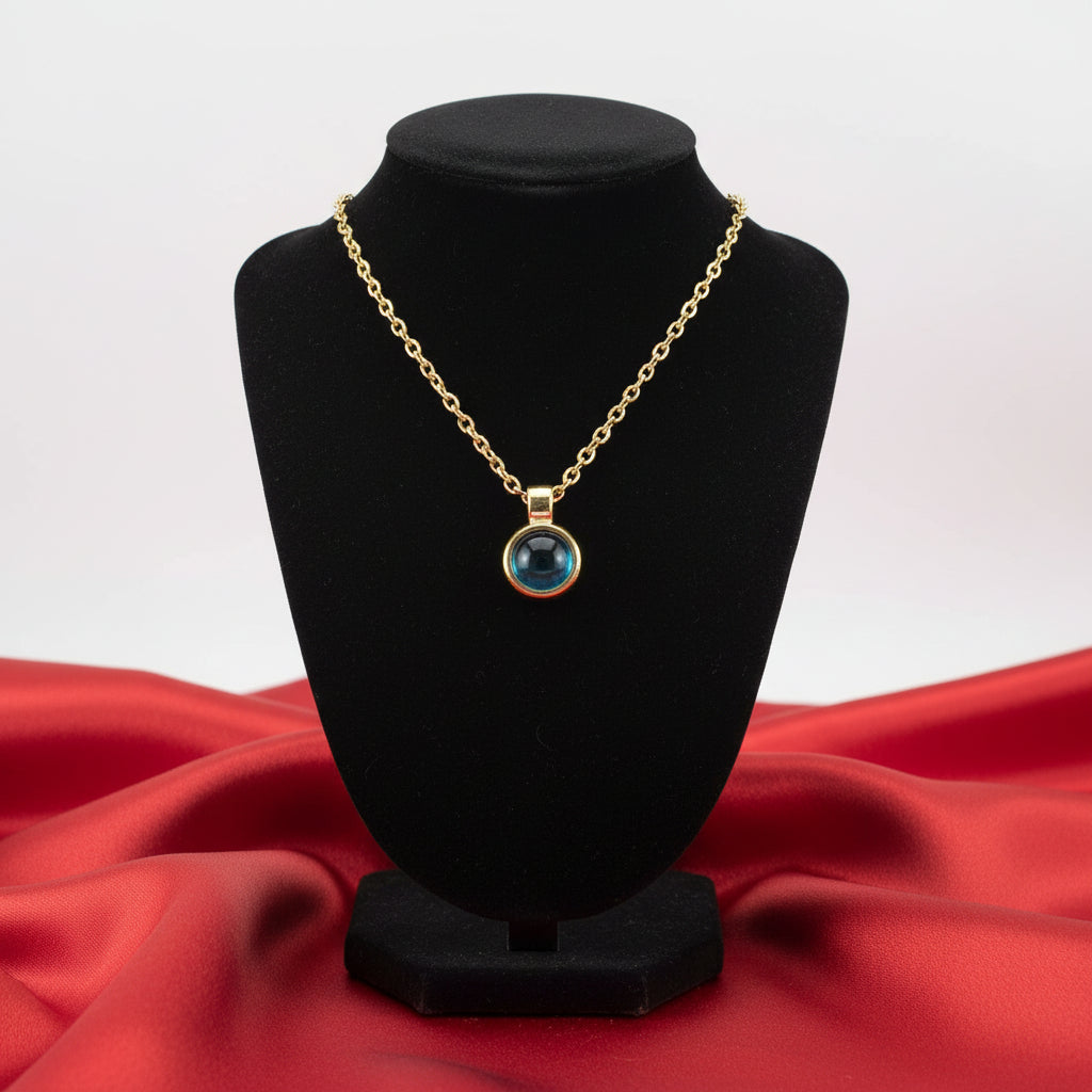 14K Yellow  London Blue Topaz Bezel-Set 16-18" Necklace