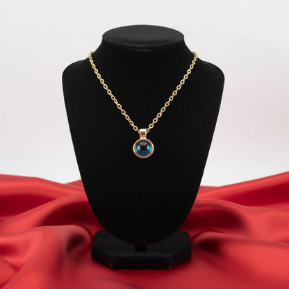 14K Yellow  London Blue Topaz Bezel-Set 16-18" Necklace