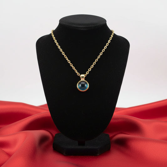 14K Yellow  London Blue Topaz Bezel-Set 16-18" Necklace