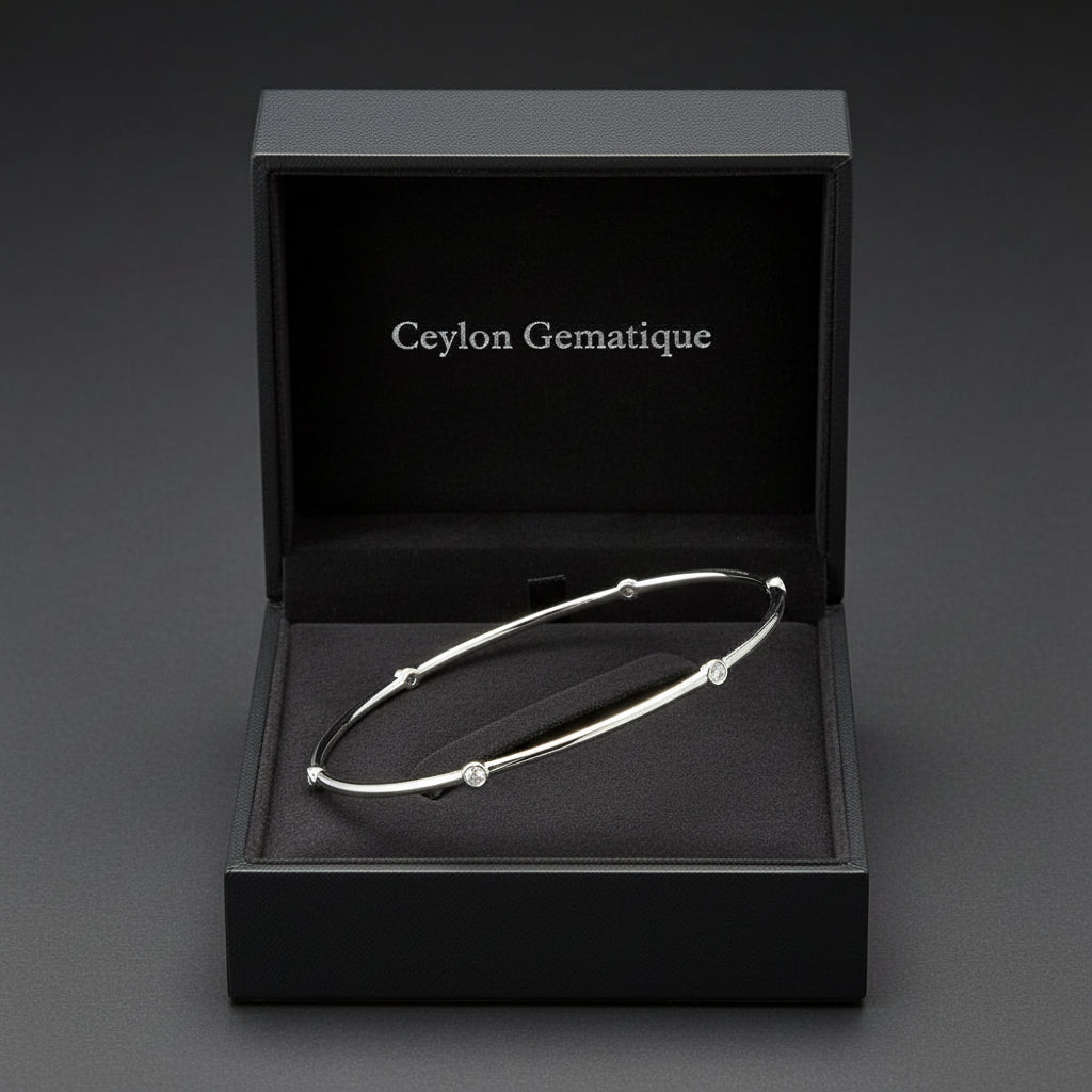 Sterling Silver Diamond Bezel-Set Bangle