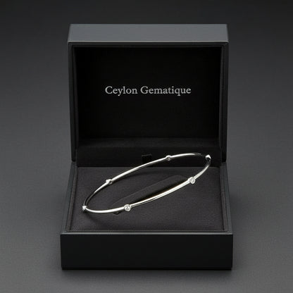 Sterling Silver Diamond Bezel-Set Bangle