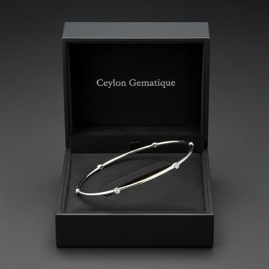Sterling Silver Diamond Bezel-Set Bangle