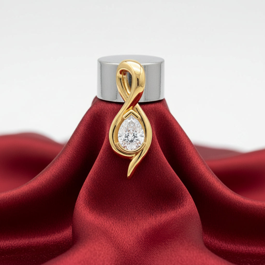 14K Yellow  Diamond Freeform Pendant