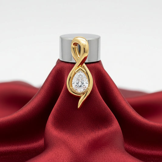 14K Yellow  Diamond Freeform Pendant