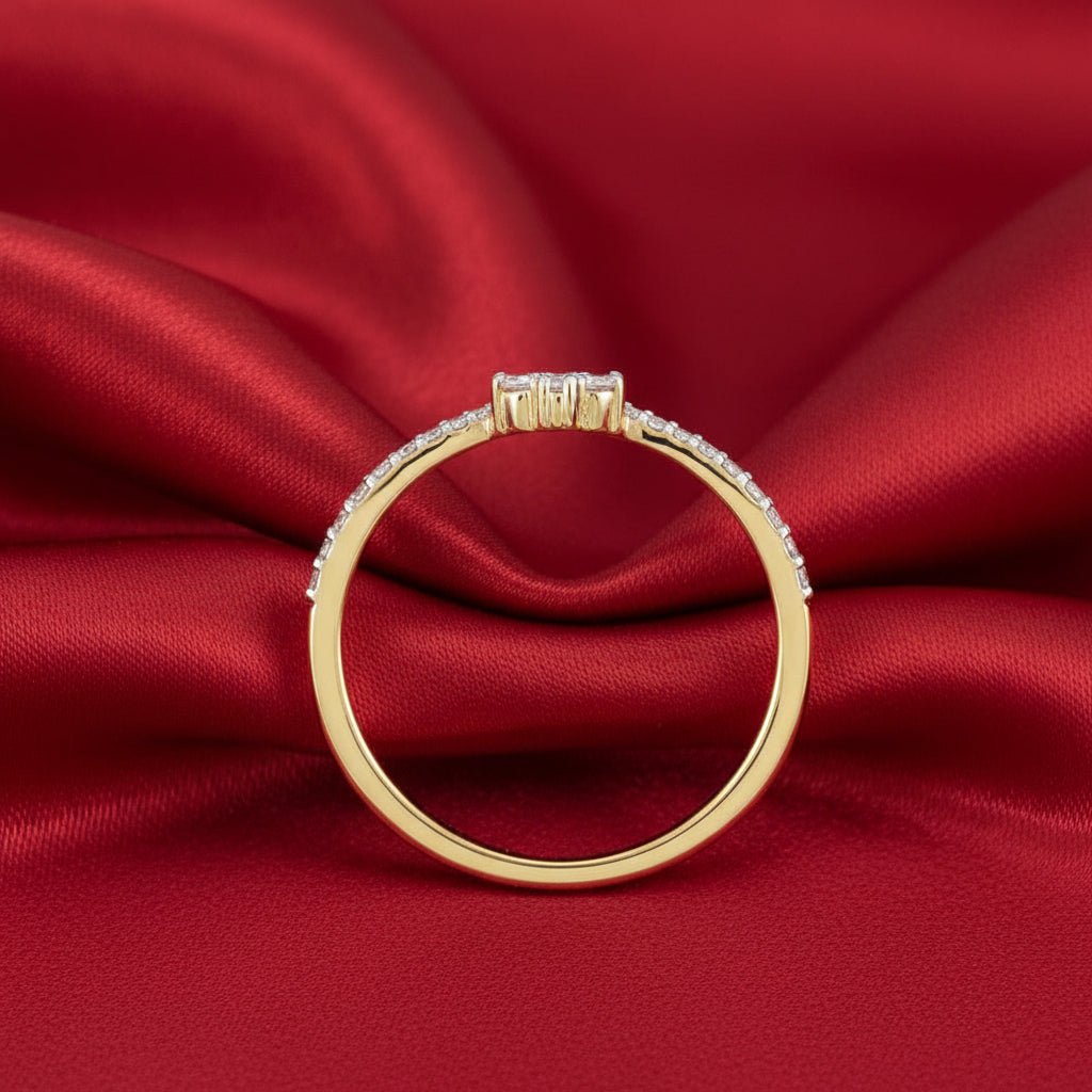 14K Yellow  Diamond Cross Ring