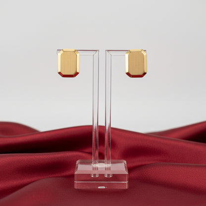 14K Yellow Engravable Geometric Stud Earrings