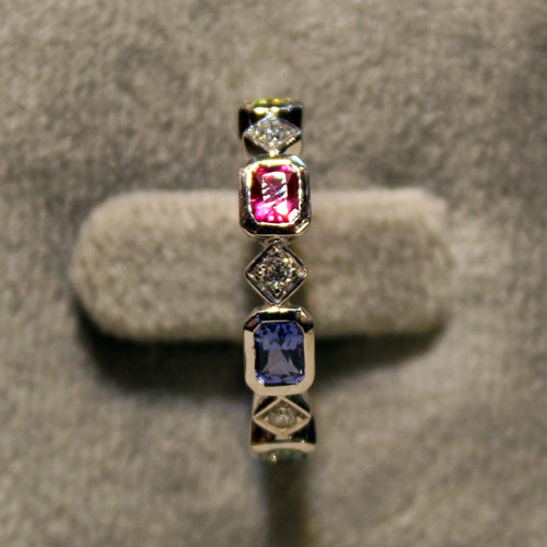 18k White Gold Multi Sapphire Ring