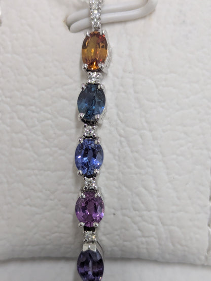 18k White Gold Bracelet – A Stunning Fusion Of Multicolor Sapphires And Natural Diamonds