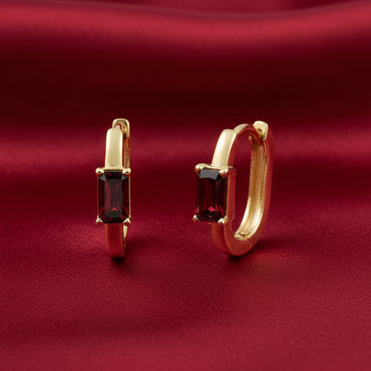 14K Yellow Natural Mozambique Garnet 13 mm Hoop Earrings