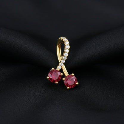14K Yellow  Ruby & Diamond Pendant