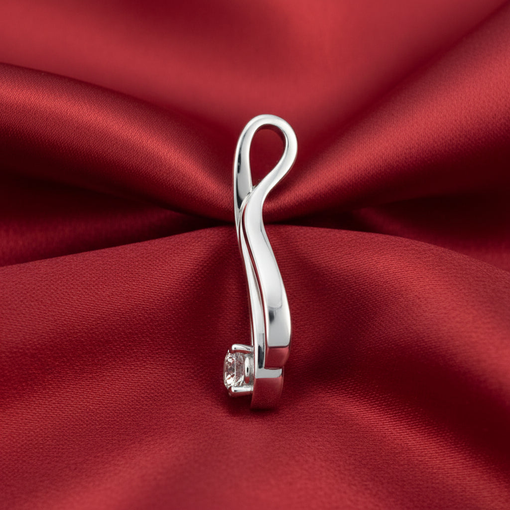 14K White  Diamond Teardrop Pendant
