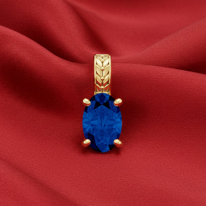 14K Yellow  Blue Sapphire Pendant