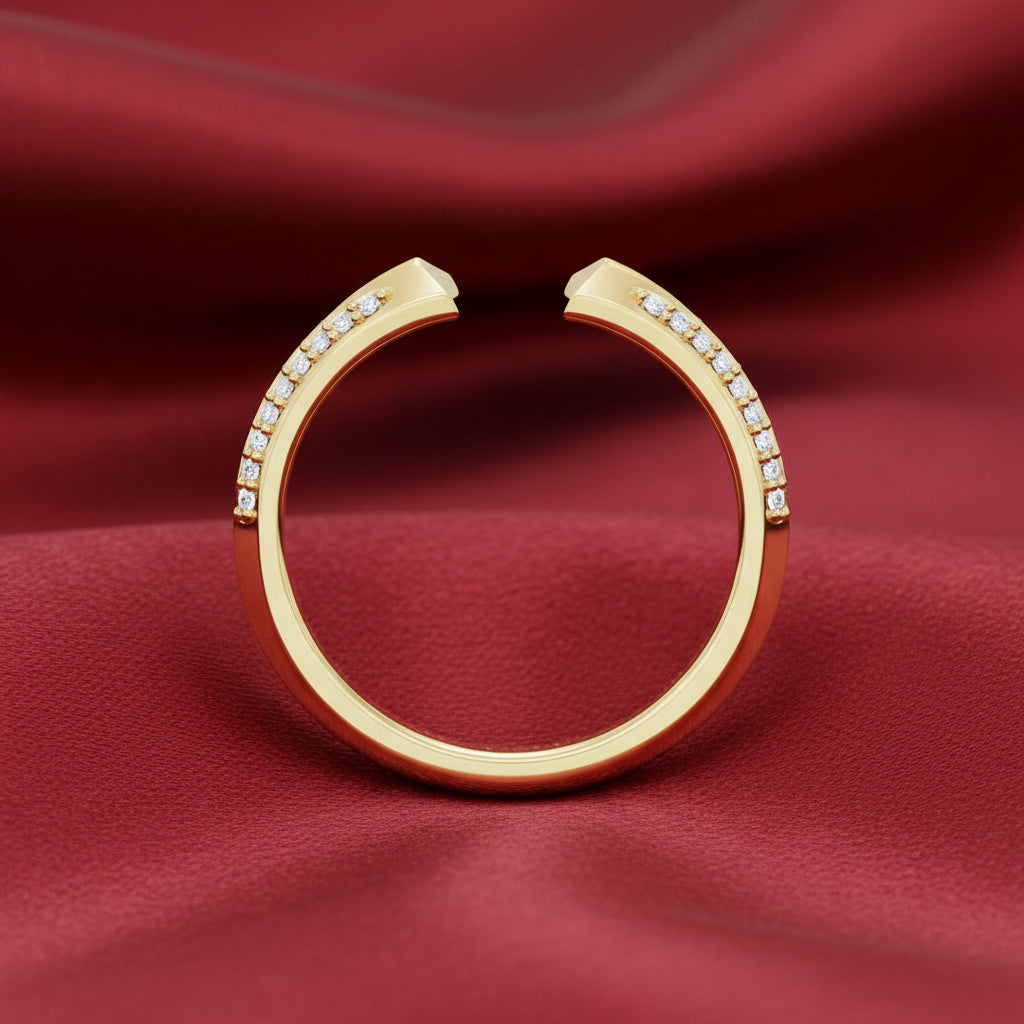 14K Yellow Diamond Split Open Shank