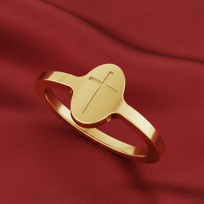 14K Yellow Cross Signet Ring
