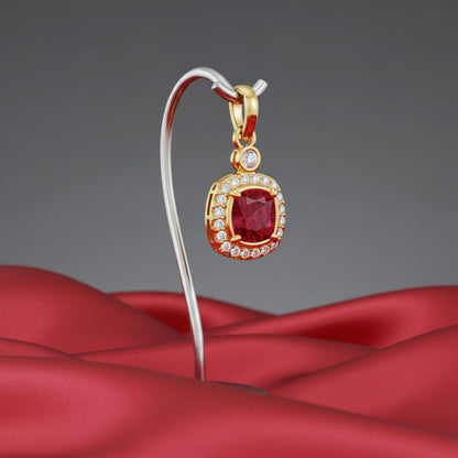 14K Yellow  Ruby & Natural Diamond Pendant