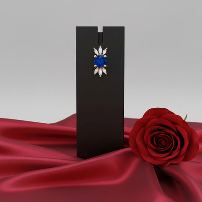 14K Yellow  Blue Sapphire & Diamond Pendant