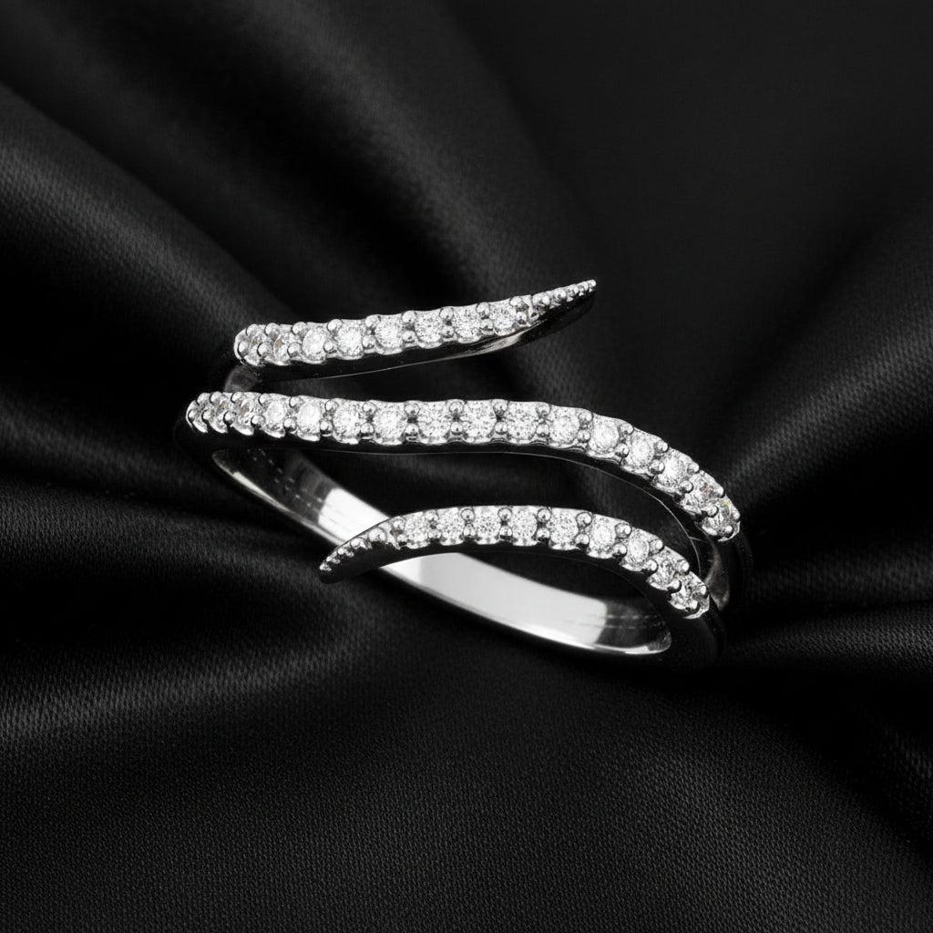 14K White  Diamond Bypass Ring