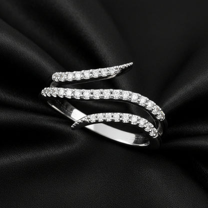 14K White  Diamond Bypass Ring