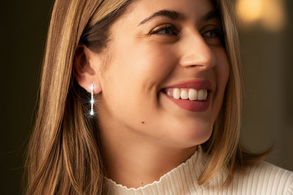 14K Yellow  Diamond Drop Earrings