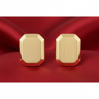 14K Yellow Engravable Geometric Stud Earrings