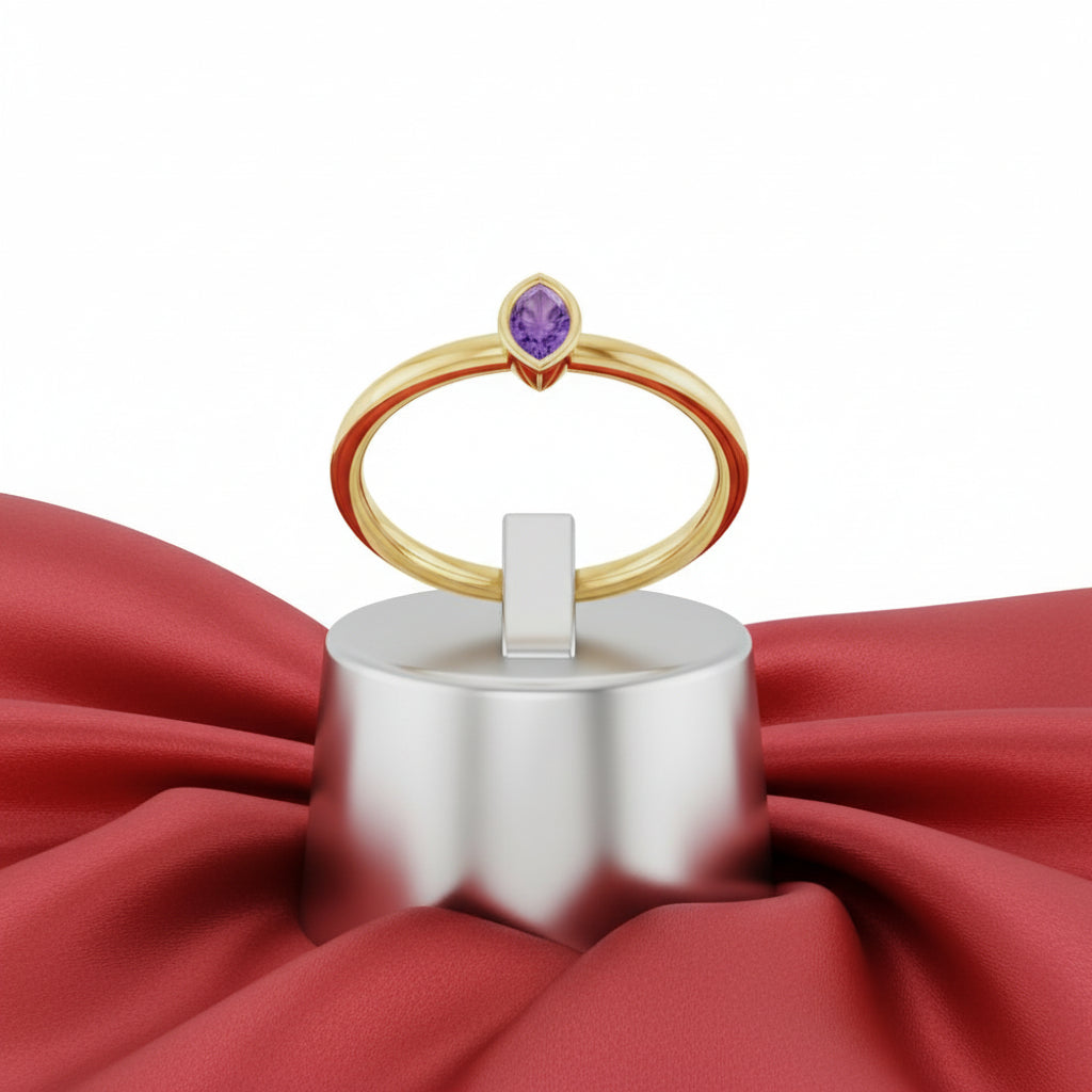 14K Yellow  Amethyst Stackable Ring
