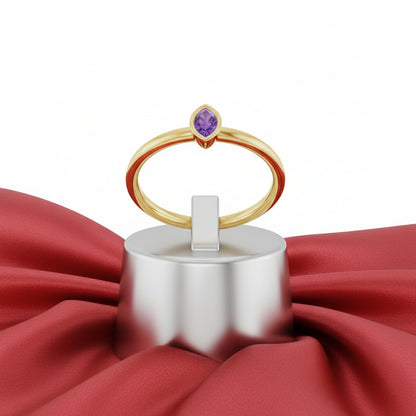 14K Yellow  Amethyst Stackable Ring
