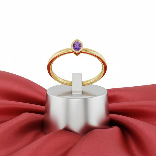 14K Yellow  Amethyst Stackable Ring
