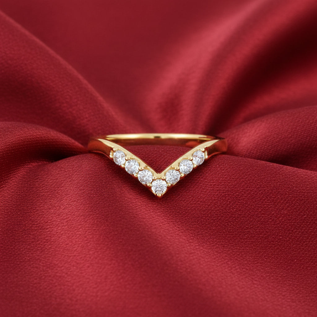 14K Yellow Diamond Contour Band